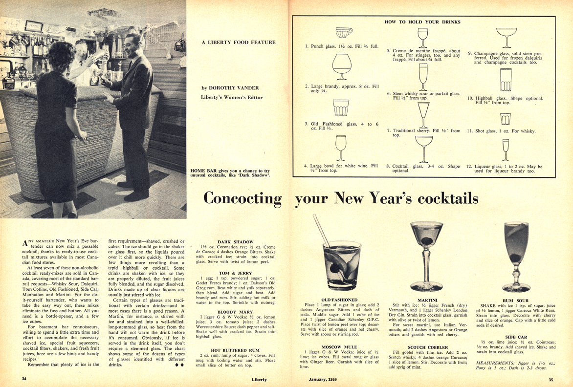 New Year's Cocktails. From Liberty Magazine December 1959.