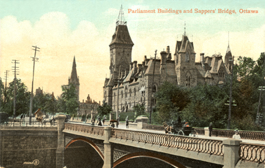 Parliament Buildings and Sappers Bridge c1900.